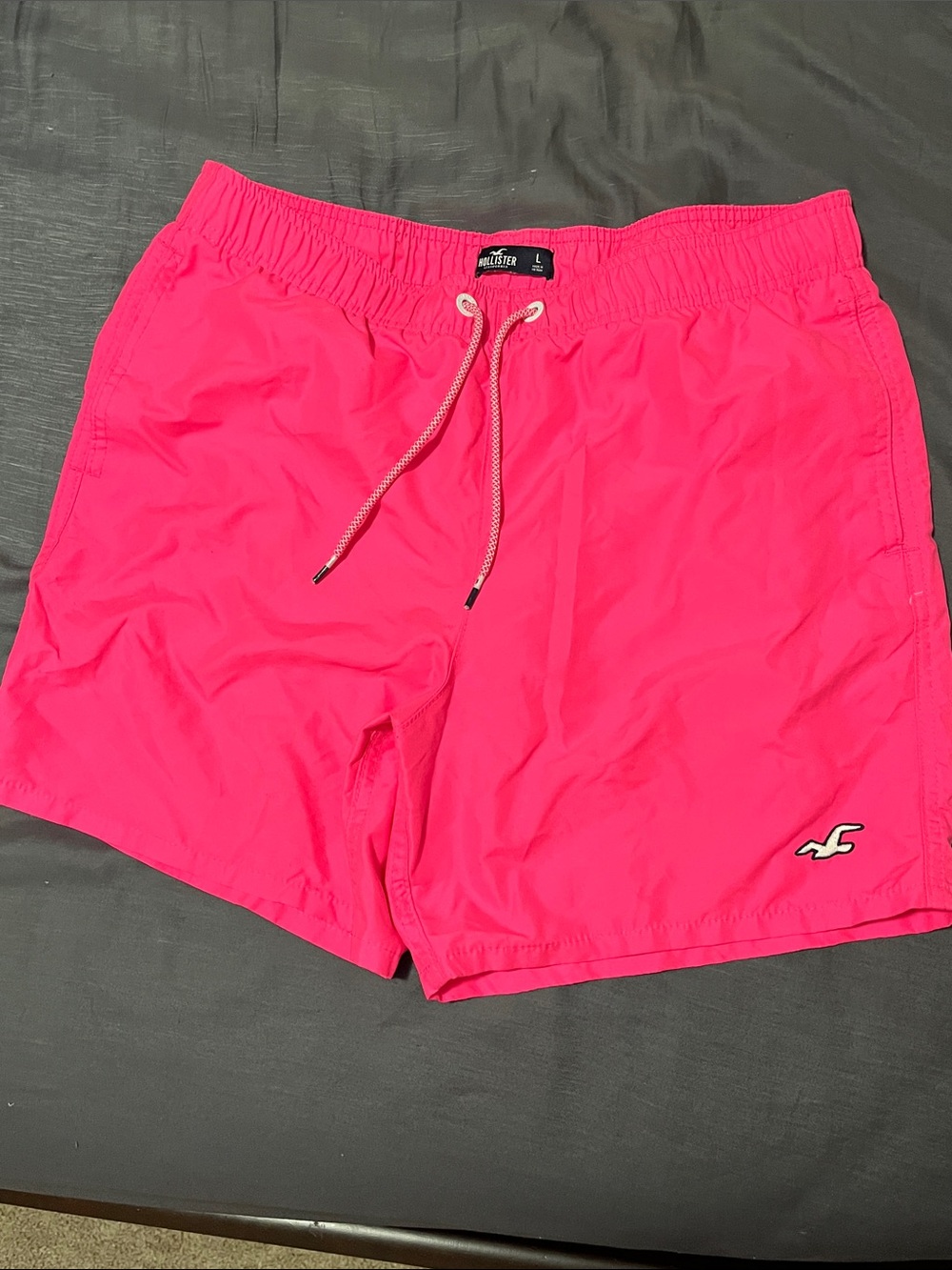 Hollister Neon Pink Men’s Swim Shorts with Drawstring